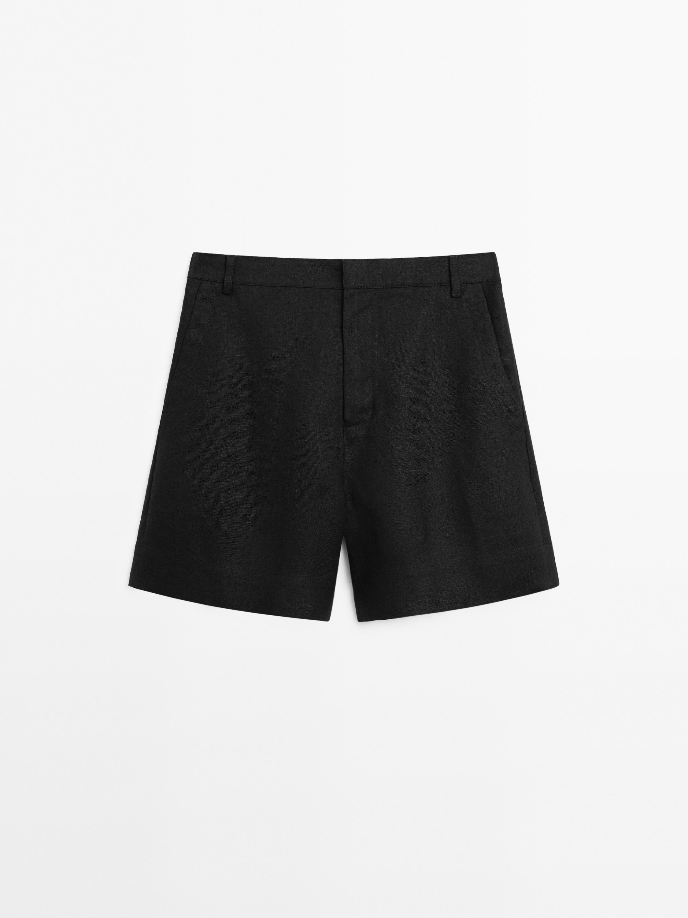 100% linen short Bermuda shorts